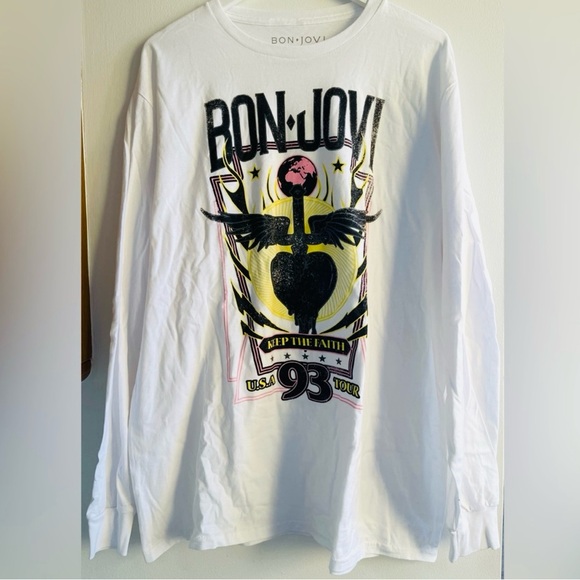BON JOVI CONCERT BAND GRAPHIC LONG SLEEVE TEE SHIRT 1993 SIZE X-LARGE NWOT - Picture 4 of 10